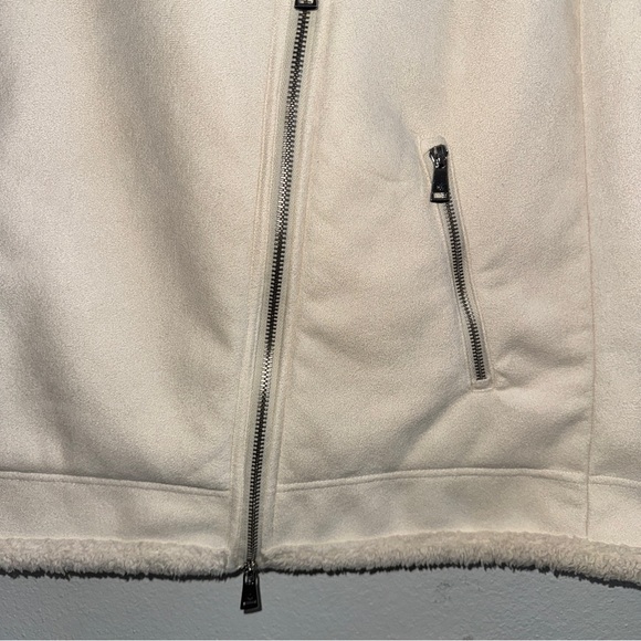 Lauren Ralph Lauren Ivory Faux Suede & Shearling Lined Full Zip Moto Vest - Picture 7 of 12